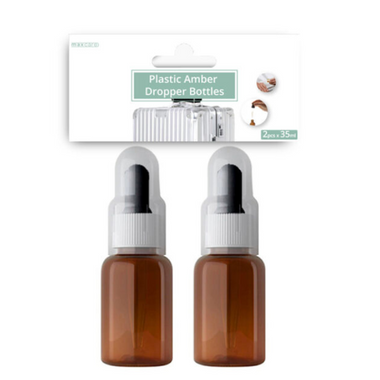 Plastic Amber Dropper Bottle 35ml x2