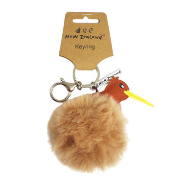 Pom Pom Keyring NZ Kiwi Bird