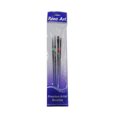 Reno Art - Two Coloured Taklon Paint Brush 4pc Set