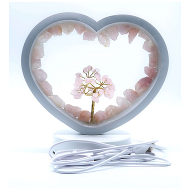 Rose Quartz LED USB Lamp with Gemstone Tree