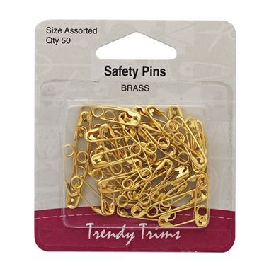 Safety Pins Brass 50 x Assorted