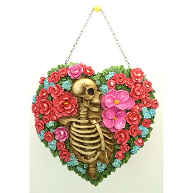 Skeleton with Flowers Wall Hanging