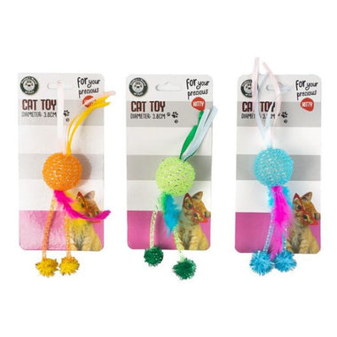 Sparkle Ball with Feather Cat Toy