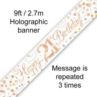 Sparkling Fizz Rose Gold Banner 2.7m 21st Bday