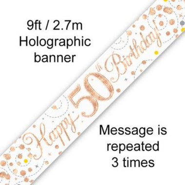 Sparkling Fizz Rose Gold Banner 2.7m 50th Bday