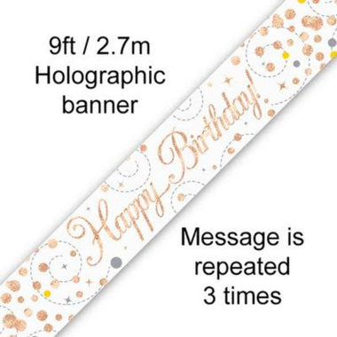Sparkling Fizz Rose Gold Banner 2.7m Happy Bday