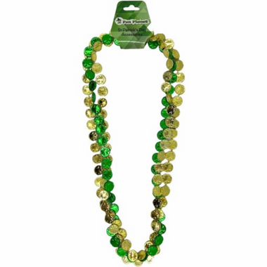 St Patricks Day Beads Gold Green Shamrock Coin 3pc