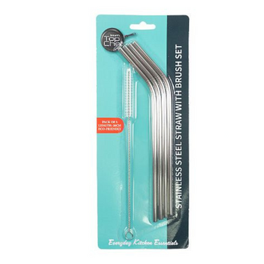 Straw Set with Brush - Stainless Steel