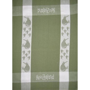 Tea Towel Kiwi Green and White