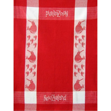 Tea Towel Kiwi Red and White