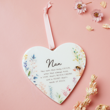 The Cottage Garden Floral Hanging Heart - Nan