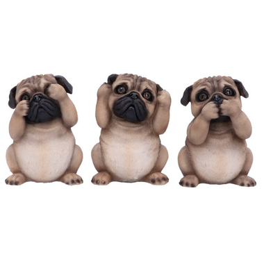 Three Wise Pugs 8.5cm