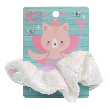 TnT Drop3 Sequin Scrunchie White