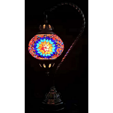 Turkish Lamp Swan Neck - Multi Coloured Flower Mosaic