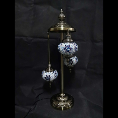 Turkish Mosaic Lamp - 3 Tier Blue & White Star Mosaic