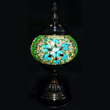 Turkish Mosaic Lamp - Green & Blue Star TL151