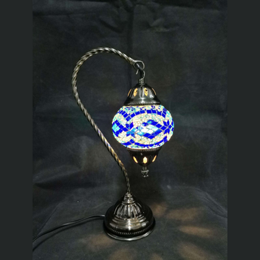 Turkish Mosaic Lamp Swan Neck - White & Blue Star TL148