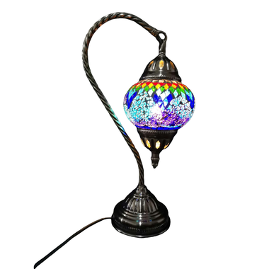 Turkish Mosaic Swan Neck Lamp - Multi Colour