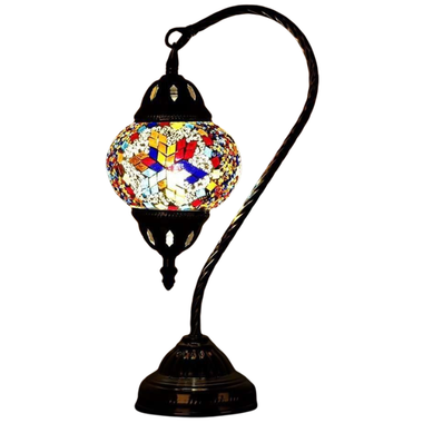 Turkish Lamp Swan Neck Lamp - Multi Coloured Mosaic Star