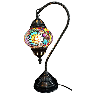 Turkish Mosaic Swan Neck Lamp - Multicolour Flower