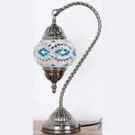Turkish Mosaic Swan Neck Lamp - White & Blue