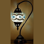 Turkish Mosaic Swan Neck Lamp - White & Blue
