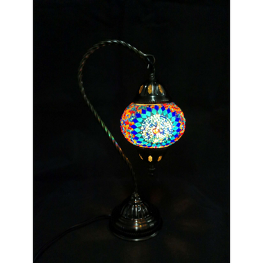 Turkish Mosiac Swan Neck Lamp - Multicolour Flower Burst