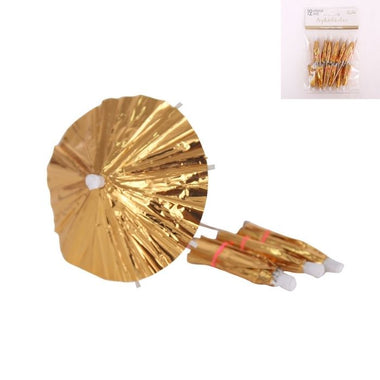 Umbrella Pick Gold 12pk