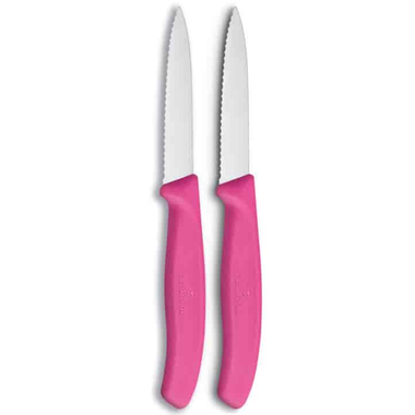Victorinox Paring Knife 2pc Set Wavy 8cm - Pink