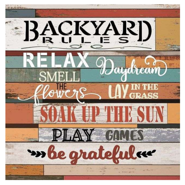Wall Art - Backyard Rules (MDF) 40 x 40cm