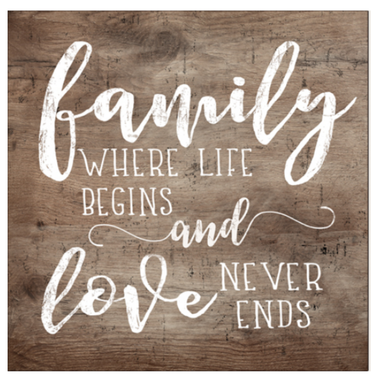 Wall Art - Family is Where Life Begins (MDF) 40 x 40cm