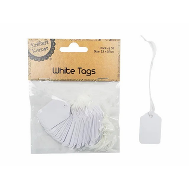 White Swing Tags 2.3 x 3.7cm - 50pc