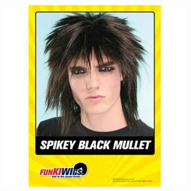 Wig - Spikey Black Mullet