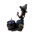 Witch with Owl and Brewing Cauldron