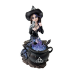 Witch with Owl and Brewing Cauldron