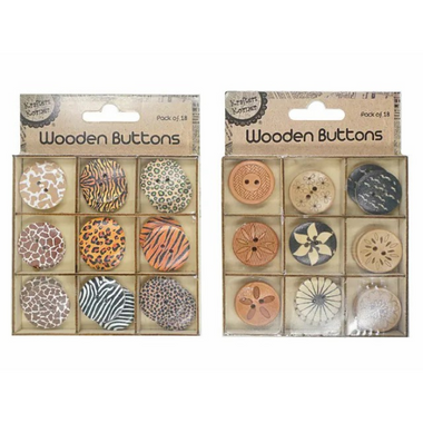 Wooden Craft Buttons 9 Asst 18pc