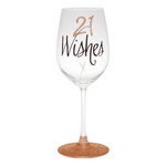 21st Wishes Rose Gold Wine Glass
