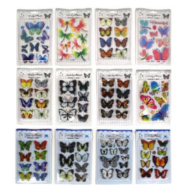3D Butterfly Stickers - 12 Asst