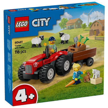 60461 - Red Farm Tractor with Trailer & Sheep