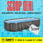 Power Steel 7.32m x 3.66m x 1.32m Oval Pool Set