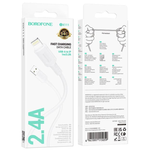 BX111 Lightning Fast Charging 2.4A Data Cable - 1m (White Box)