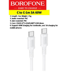 BX111 Type C to C 60w Fast Charging Data Cable - 1m (White Box)