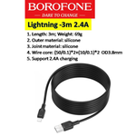 BX113 Lightning to USB Silicone Charging Cable - 3m (White/Green Box)