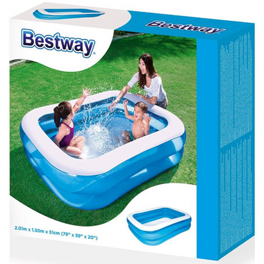 Bestway 2.01m x 1.50m x 51cm Blue Rectangular Family Pool