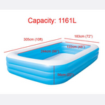 Bestway 3.05m x 1.83m x 56cm Deluxe Blue Rectangular Family Pool