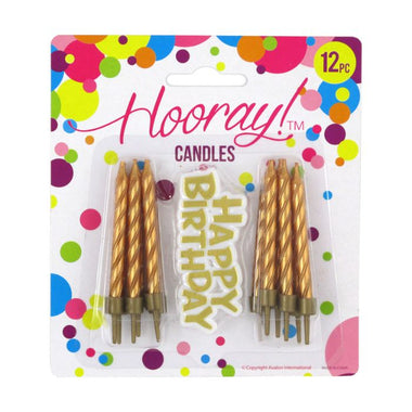 Candle Happy Bday 12 Spiral Gold