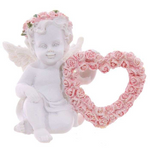 Cherub With Pink Rose Heart