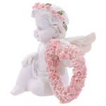 Cherub With Pink Rose Heart