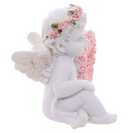 Cherub With Pink Rose Heart