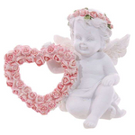 Cherub With Pink Rose Heart